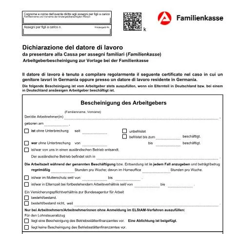 Dokumentvorschau: Alles zur Arbeitgeberbescheinigung KG 54 für Kindergeld — Arbeit & Beschäftigung (CERFA n°arbeitgeberbescheinigung-kg-54-it_ba052576)