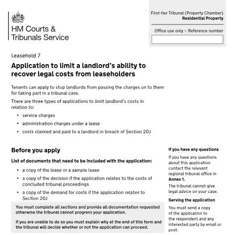 Document preview: How to Challenge Landlord Legal Cost Demands Using Form Leasehold 7 — Legal & justice