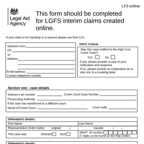 Document preview: Navigating the LF3 Form for Legal Aid Claims — Legal & justice