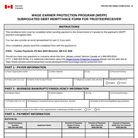 Document preview: Understanding the WEPP Form for Trustees and Receivers — Work & employment (CERFA n°SC-EMP5659)