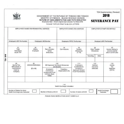 Document preview: Understanding the TD4 Supplementary Severance Form — Taxes (CERFA n°TD4 Supplementary Severance)