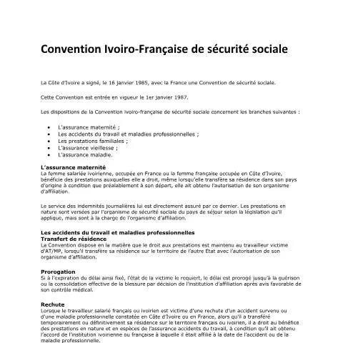Aperçu du document Les enjeux de la Convention Ivoiro-Française de sécurité sociale — Démarches administratives