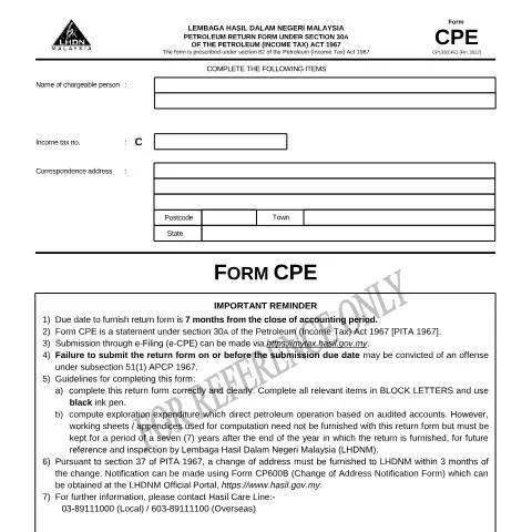 Document preview: Memahami Borang CPE 2022 dalam Operasi Petroleum — Cukai & percukaian