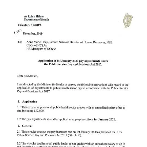 Document preview: Overview of 2020 Consolidated Pay Scales for Irish Department of — Work & employment (CERFA n°OF1)