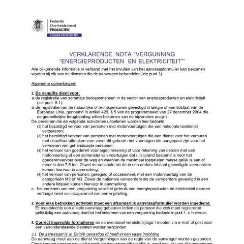 Aperçu du document Comprendre la Verklarende Nota pour l'énergie en Belgique — Démarches administratives (CERFA n°Verklarende nota)