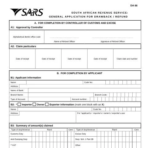 Document preview: Understanding the DA 66 Form for Tax Refunds — Government & admin (CERFA n°DA 66)