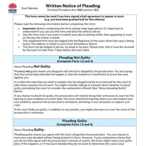 Document preview: Understanding the Written Notice of Pleading in New South Wales — Legal & justice
