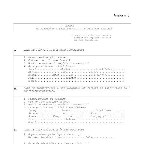 Document preview: Importanța certificatului de atestare fiscală în România — Impozite & fiscalitate (CERFA n°A3_OPANAF3654_2015)