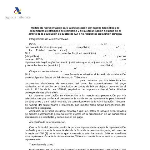 Vista previa del documento Guía del Modelo de Representación para el Reembolso del IVA — Trámites administrativos