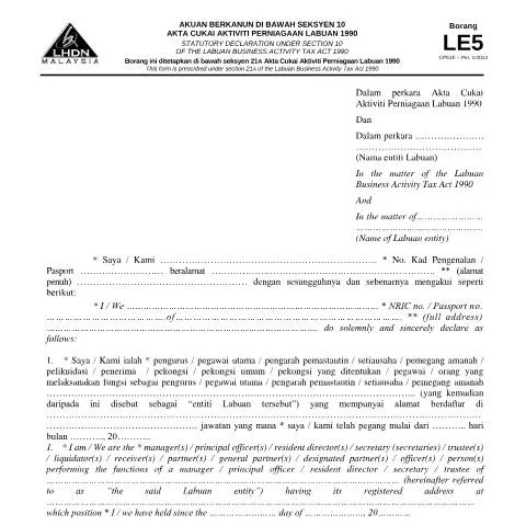 Document preview: Pentingnya Borang LE5 untuk Entiti Labuan — Perniagaan & profesional