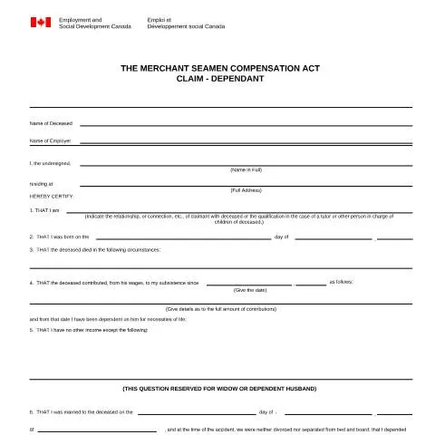 Document preview: Understanding the Merchant Seamen Compensation Act Claim Process for — Work & employment (CERFA n°LAB1087)