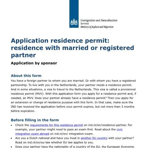 Documentvoorvertoning: Verblijfsvergunning aanvragen met partner: Formulier B07001E — Immigratie & visa (CERFA n°B07001E)