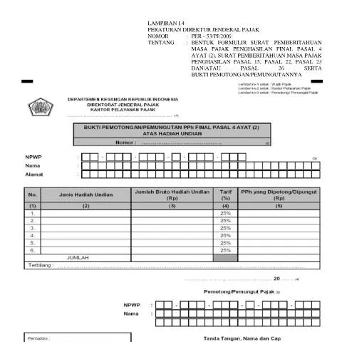 Document preview: Pentingnya Bukti Pemotongan dalam Hadiah Undian — Pajak & perpajakan (CERFA n°ID-DJP-Bukti-Potong-4-ayat-2-Hadiah-Undian-0)