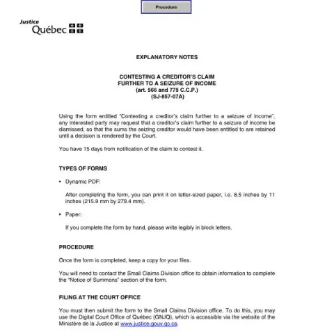 Document preview: How to Contest a Creditor’s Income Seizure Claim in Quebec — Legal & justice (SJ-857-07A)