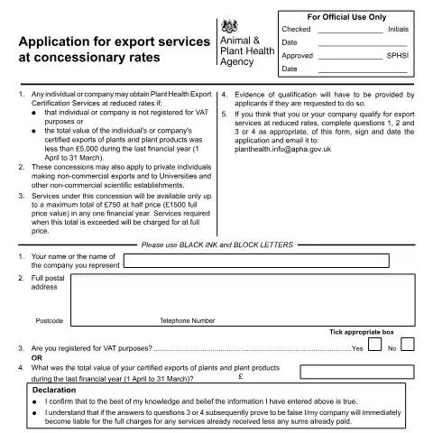 Document preview: How to Apply for Discounted Plant Health Export Certification — Government & admin