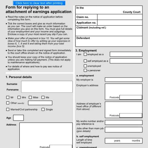 Document preview: How to Complete Form N56: Your Response to Wage Attachment Orders — Legal & justice