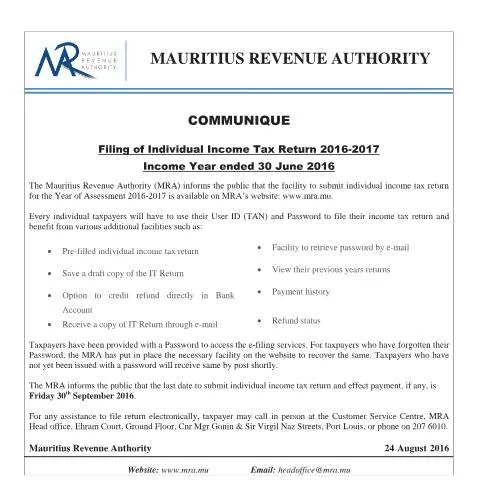 Document preview: Mastering Your Individual Income Tax Return for 2016-2017 — Taxes (FilingSeason2016)