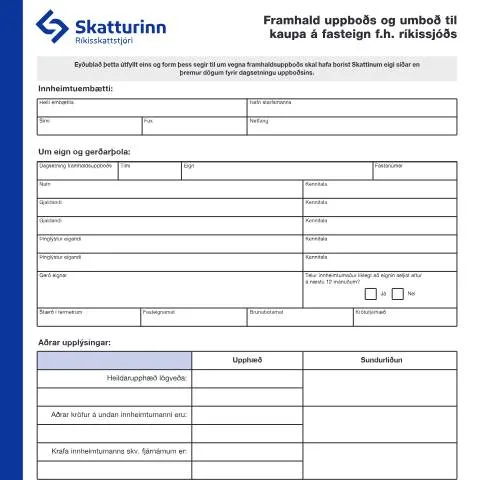 Document preview: Leiðbeiningar um framhald uppboðs RSK 22.10 — Stjórnsýsla (CERFA n°RSK 22.10)