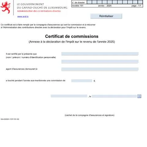 Aperçu du document Comprendre le Certificat de Commissions Allouées aux Agents — Démarches administratives (CERFA n°151)