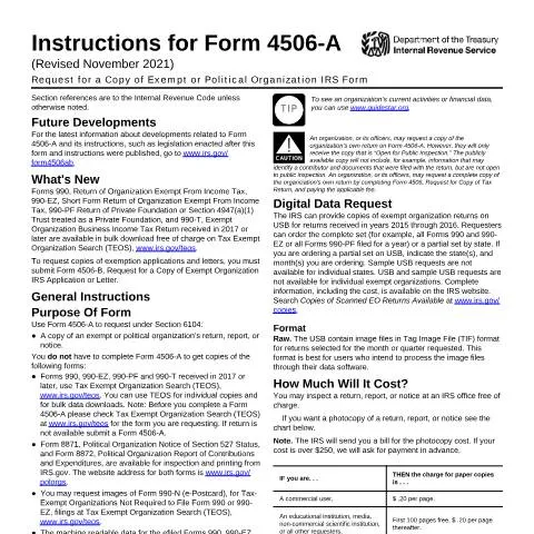 Document preview: Navigating IRS Form 4506-A for Tax Document Access — Taxes (CERFA n°INST-4506A)