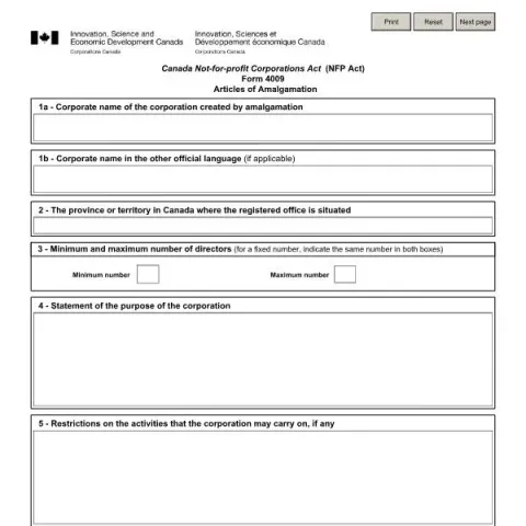 Document preview: Understanding the Articles of Amalgamation (Form 4009) for Canadian — Government & admin (Form 4009)