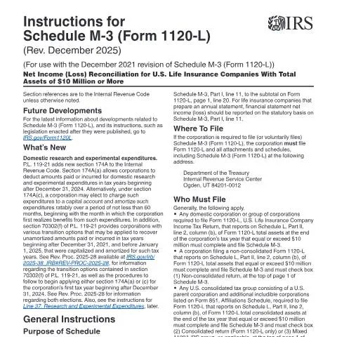 Document preview: Understanding IRS Instructions i1120lm3 for Life Insurance Companies — Taxes (CERFA n°INST-1120LM3)