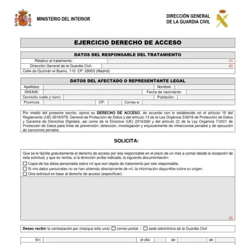 Vista previa del documento Ejercicio del derecho de acceso en la Guardia Civil — Digital y datos personales