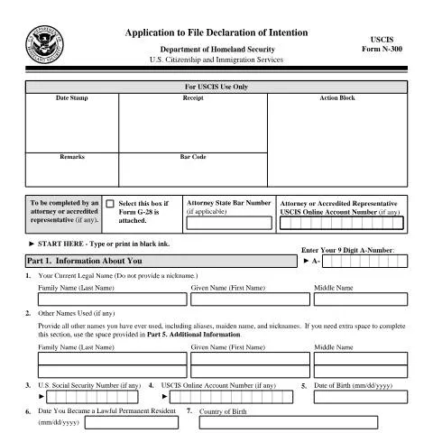 Document preview: Unlocking the Importance of USCIS Form N-300 — Immigration & visas (CERFA n°N-300)