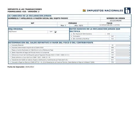 Vista previa del documento Formulario 410 V2: Herramienta Esencial para Contribuyentes Bolivianos — Trámites administrativos (CERFA n°Form 410)