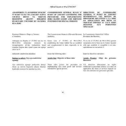 Document preview: Understanding VAT Exemptions for Special Persons in Rwanda — Taxes (CERFA n°commissioner_general_rules_on_zero_rated_goods_and______services_intended_for_special_persons)