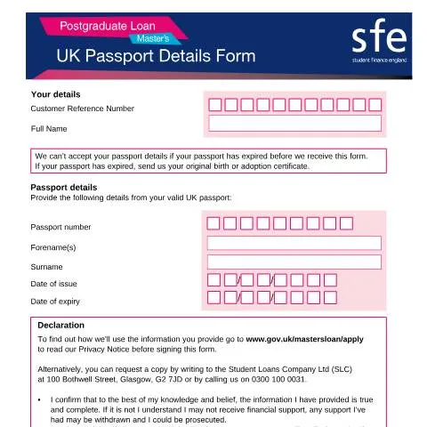 Document preview: Guide to the 2023 to 2024 Postgraduate Master's UK Passport Details — Education & training