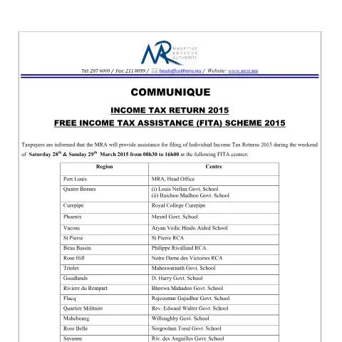 Document preview: Navigating the Free Income Tax Assistance Scheme 2015 — Taxes (FITA170315)
