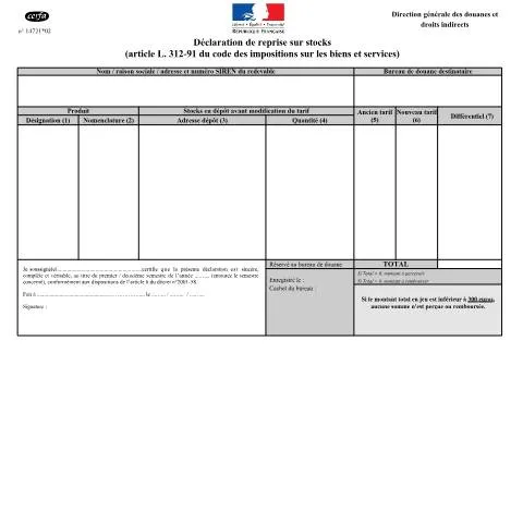 Aperçu du document Formulaire 14721*02 : maîtriser la déclaration de reprise sur stocks — Impôts & fiscalité (CERFA n°14721*02)