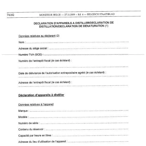 Aperçu du document Comprendre la Déclaration d'Appareils à Distiller en Belgique — Démarches administratives (CERFA n°ACC_FORM_Declaration d'appareils a distiller-distillation-denaturation-2017-03-20)