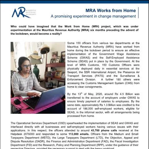 Document preview: MRA's Innovative Work from Home Initiative: A New Era in Tax Services — Government & admin (PressRelease200520)