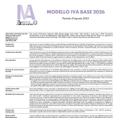 Anteprima documento Presentazione del Modulo IVA Base 2026 per la dichiarazione annuale — Tasse e fisco (CERFA n°Iva base)