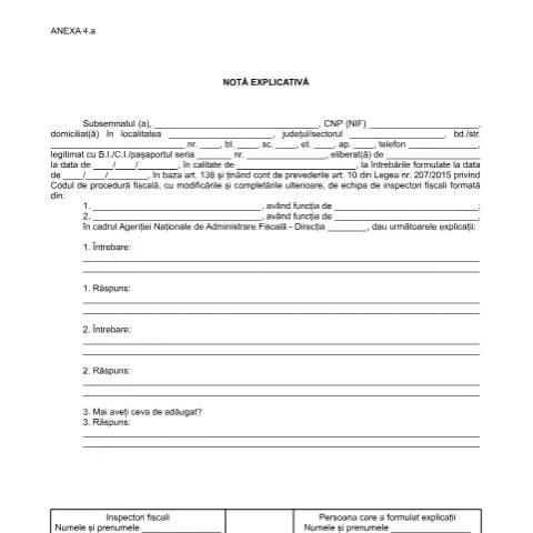 Document preview: Importanța Notei explicative OPANAF 2117/2018 în fiscalitate — Formalități administrative (CERFA n°A4_OPANAF_2117_2018)
