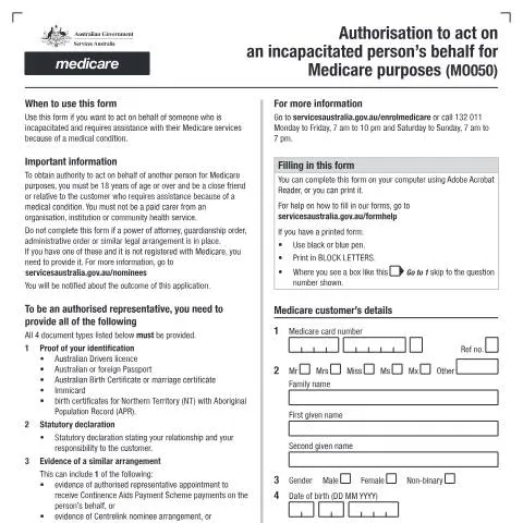 Document preview: How to Authorize Someone to Manage Medicare for Incapacitated — Health (CERFA n°MO050)