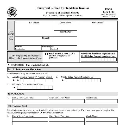 Document preview: Mastering USCIS Form I-526: Your Investment Pathway — Immigration & visas (CERFA n°I-526)
