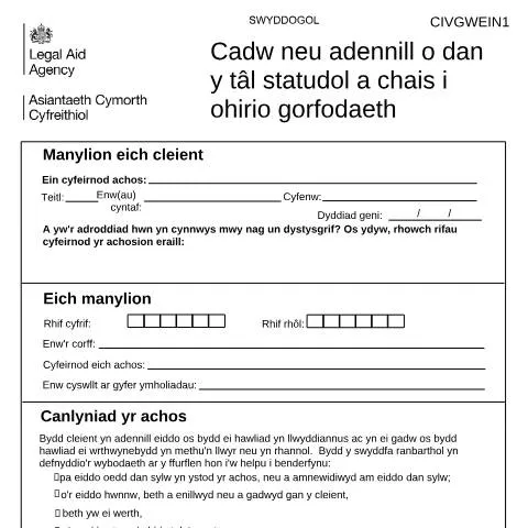 Document preview: Navigating the Welsh Legal Aid Forms Effectively — Legal & justice
