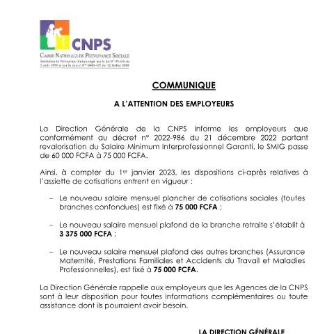 Aperçu du document Impacts du Nouveau Plafond des Cotisations Sociales en Côte d'Ivoire — Démarches administratives