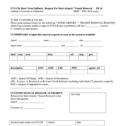 Document preview: Understanding the FB16 Form for Goods Transportation — Government & admin