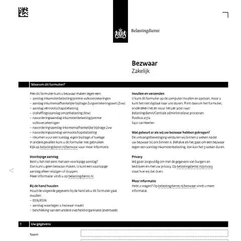 Documentvoorvertoning: Instructies voor het Bezwaar zakelijk formulier DV1611Z4FOL — Belastingen (CERFA n°dv1611z4fol)