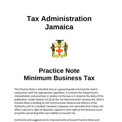 Document preview: Understanding the Minimum Business Tax in Jamaica — Business (CERFA n°practice_notes_mbt_050417)