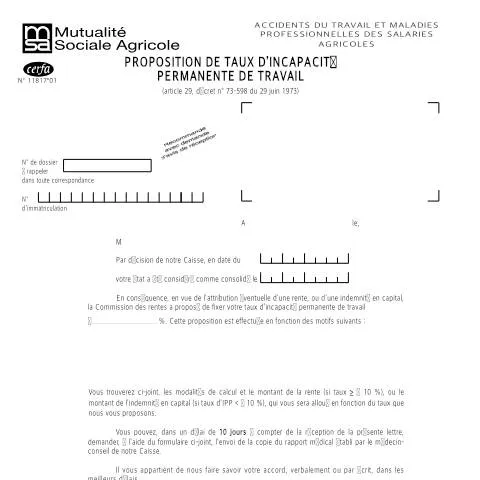 Aperçu du document Évaluation médicale après accident du travail : le processus officiel — Santé (CERFA n°11817*01)