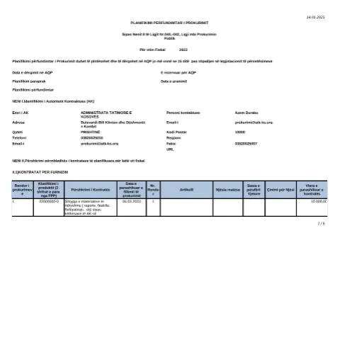Document preview: Dokumenti i Planifikimit të Prokurimit për Vitin 2023 — Procedura administrative