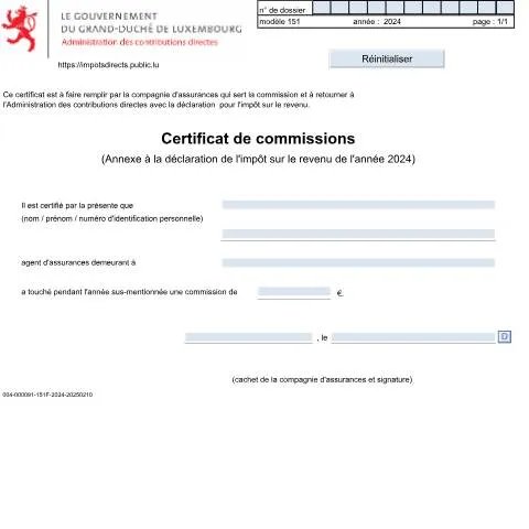 Aperçu du document Comprendre le Certificat de Commissions Allouées aux Agents — Démarches administratives (CERFA n°151)