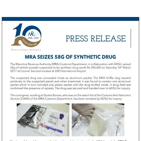 Document preview: Understanding MRA's Role in Recent Drug Seizures — Government & admin (PressRelease220317)
