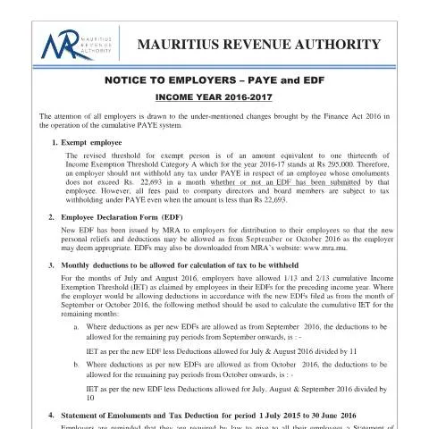 Document preview: Understanding PAYE and EDF Compliance for Employers — Taxes (PAYENotice090916)