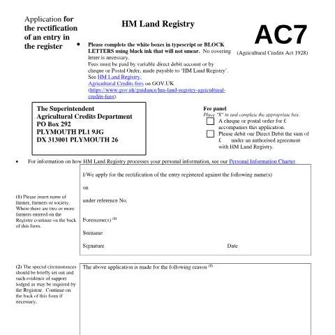 Document preview: Understanding the AC7 Form for Property Corrections — Government & admin